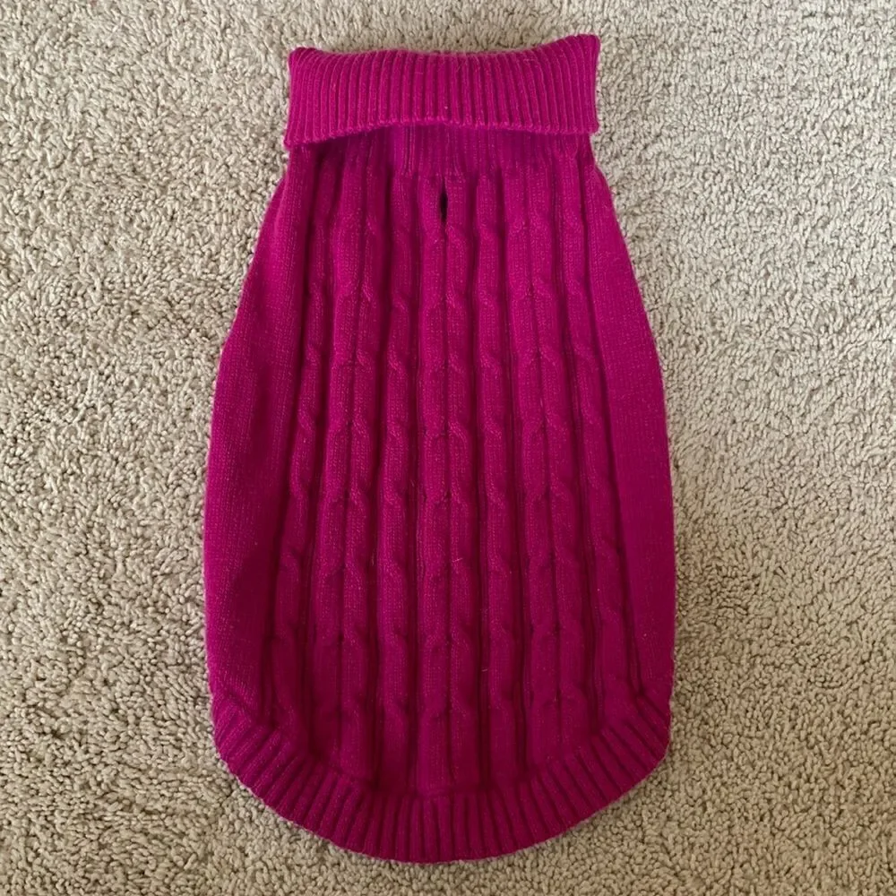 Dog and Cat Cableknit Sweater - Berry - Size Medium‎